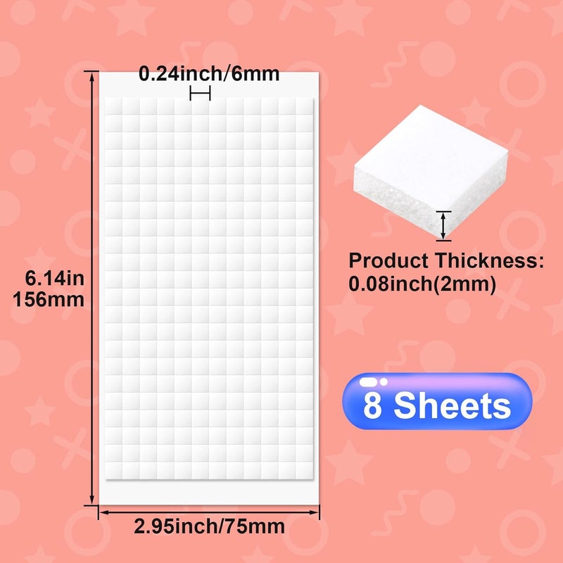 SmallCat 264 PCS Foam Discs Squares Stickers, 8 Sheet 3D Double-Sided Foam Adhesive Squares, Precut Foam Tapes for DIY Arts Crafts for Halloween Christmas - 0.24" - Image 2